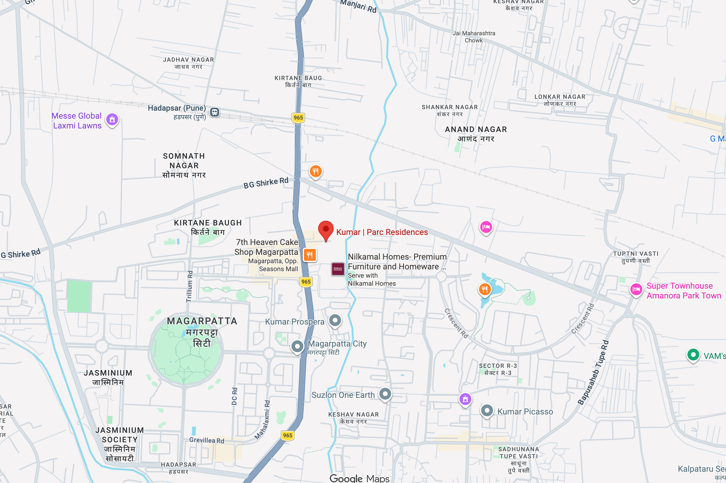 Kumar Parc Residences - Location Map (Representative)